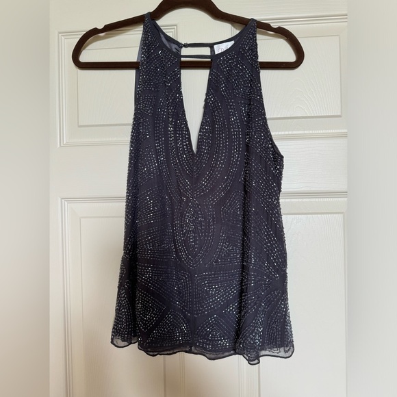 Parker - beaded & silk. Gray top. - Picture 1 of 9